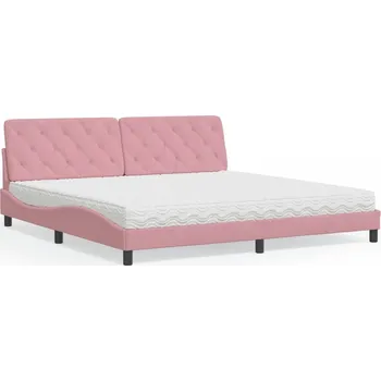 Postel zahrada-XL Postel s matrací růžová 200 x 200 cm samet 3208681