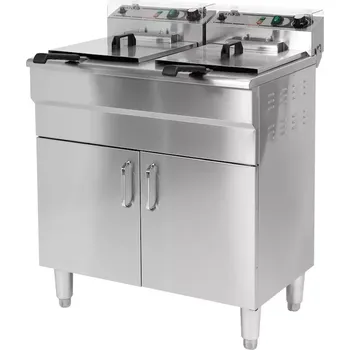 fritéza Elektrická fritéza 2-komorová se skříňkou a vypouštěcími kohouty 2x11,5 l