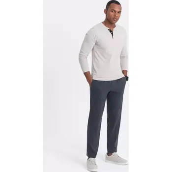 Pánské tričko Pánské triko s dlouhým rukávem OMBRE OM-LSCL-0107 LIGHT BEIGE L