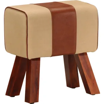 zahrada-XL Lavice gymnastický kůň 38 cm hnědá pravá kůže a mangovník 320787