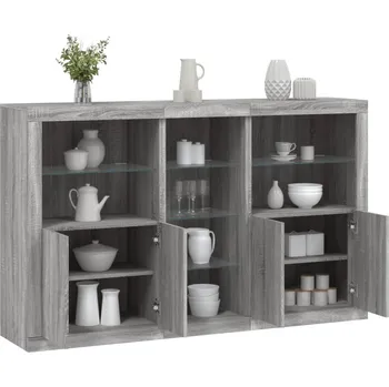 Příborník a kredenc zahrada-XL Příborník s LED osvětlením šedý sonoma 162 x 37 x 100 cm 3209175