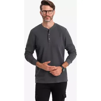 Pánské triko s dlouhým rukávem OMBRE OM-LSCL-0120 GRAPHITE XXL