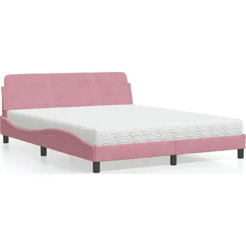 Postel zahrada-XL Postel s matrací Dover růžová 160 x 200 cm samet 3208436