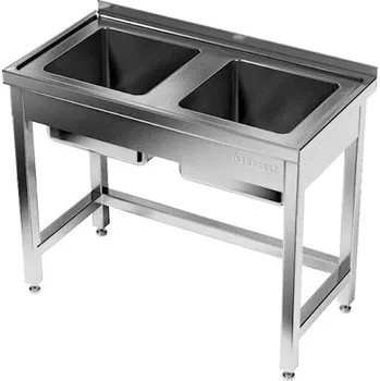 Nerezový dřez Nerezový stůl s dvoumiskovým dřezem 100 cm