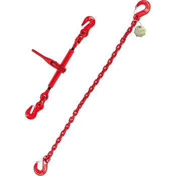 Upínací popruh Kotevní řetěz dvoudílná s upínací ráčni, nosnost 2200 kg, řetěz 6 mm, Cetifikovaná EU2 200 7 m Červená 2 200