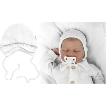 Kojenecký body Pletená čepička na zavazování bonetka Boy, Hand Made Baby Nellys, bílá Velikost: 68/74 (6-9m)