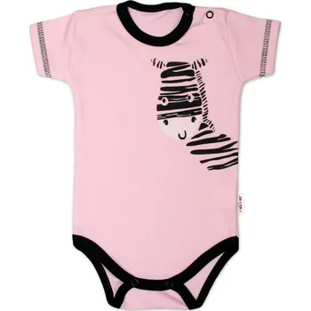 Kojenecký body Baby Nellys Body krátký rukáv Baby Nellys, Zebra - růžové Velikost: 80 (9-12m)