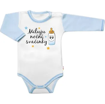 Kojenecký body Body dl. rukáv s vtip. textem Baby Nellys, Miluju noční svačinky, kluk Velikost: 80 (9-12m)