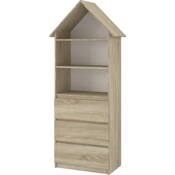 Knihovna Dřevěná knihovna/skříň na hračky Nellys Domeček A3, Dub Sonoma