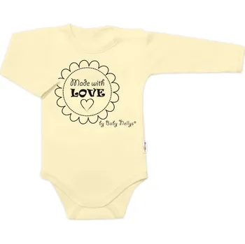 Baby Nellys Body dlouhý rukáv Made with love, Baby Nellys, žluté Velikost: 80 (9-12m)