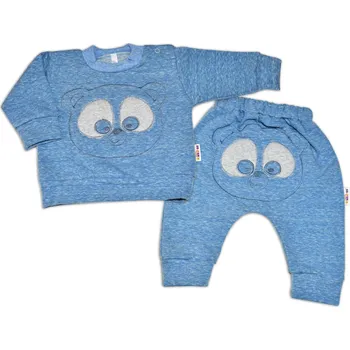 Kojenecký body Tepláková souprava Baby Nellys - Medvídek - modrý melír Velikost: 74 (6-9m)