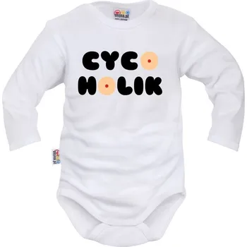 Kojenecký body Body dlouhý rukáv Dejna Cycoholik - bílé Velikost: 80 (9-12m)