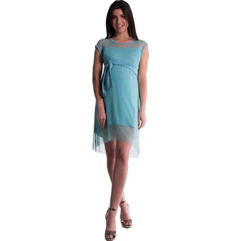 Těhotenské šaty Be MaaMaa Těhotenské šaty se šifonovým přehozem - máta Velikost oblečení: XS (32-34)