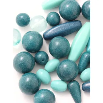 Dětské navlékací korálky CZ Mačkané korálky mix tyrkysová 50g