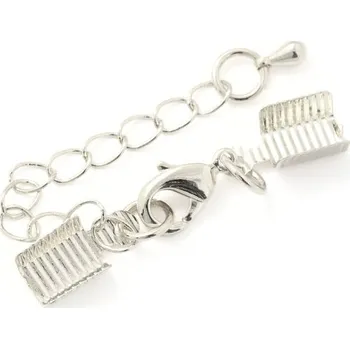 Souprava šperků EU Koncovka set s karabinkou 12mm a řetízkem rhodium