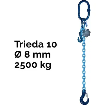 řetězový zvedák Jedno závěs řetězový, oko-hák, zkracovač, nosnost 2500 kg, G10-82 500 kg 3 m Modrá