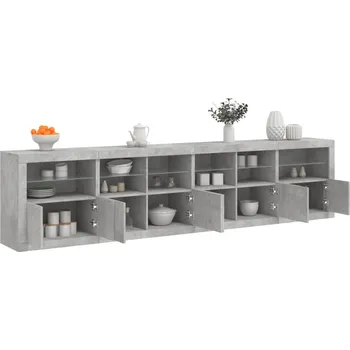 Příborník do zásuvky zahrada-XL Příborník s LED osvětlením betonově šedý 283 x 37 x 67 cm 3209019