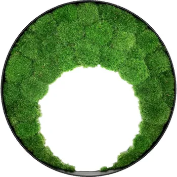 Zrcadlo Mechdekor Zrcadlo v kovovém kulatém černém rámu s kopečkovým mechem - průměr 40 cm