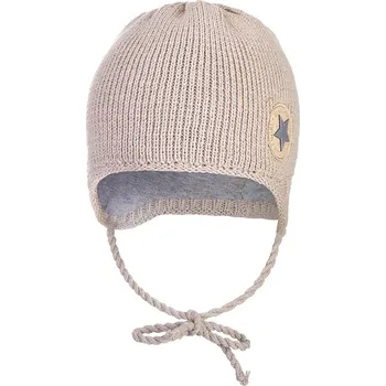Módní doplněk LITTLE ANGEL čepice pletená zavazovací LA Outlast ® capucinno vel. 4 | 45-48 cm