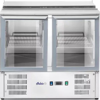 Dvoudveřový chladicí salátový stůl s výklopným víkem HENDI 236246