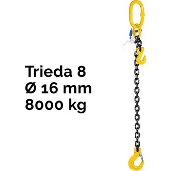 řetězový zvedák Jednopramenný řetězový vazák, oko-hák, zkracovač, nosnost 8000 kg, G8-16, Certifikát, ČŽ8 000 kg 7,5 m Černá