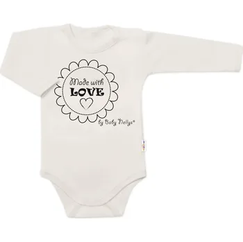 Baby Nellys Body dlouhý rukáv Made with love, Baby Nellys, béžové Velikost: 68 (3-6m)