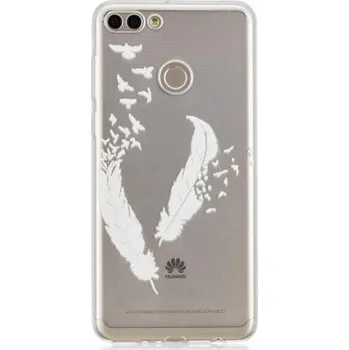 Pouzdro na mobilní telefon Patty gelový kryt na Huawei Y7 Prime (2018) - bílé pírko