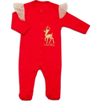 Mamatti Kojenecký bavlněný overálek s volánky Vánoce, červený Velikost: 56 (1-2m)