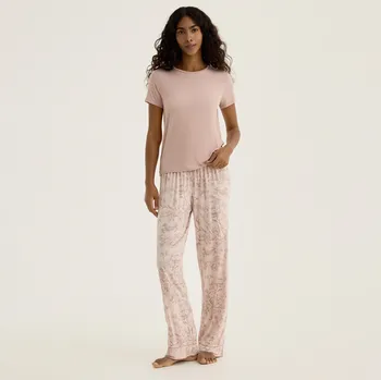 Reserved - Dvoudílná pyžamová souprava z viskózy - béžová - 938EX-08X - 938EX-08X-S