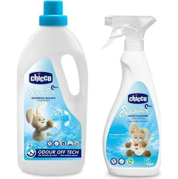 Prací gel CHICCO Prostředek prací dětský Sensitive 1,5 l + Odstraňovač skvrn Sensitive 500 ml