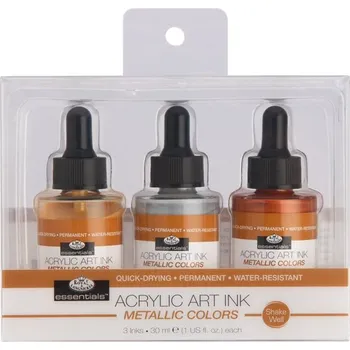 Speciální výtvarná barva Akrylový inkoust Royal & Langnickel metalické barvy 3 x 30 ml