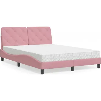 Postel zahrada-XL Postel s matrací růžová 140 x 190 cm samet 3208657