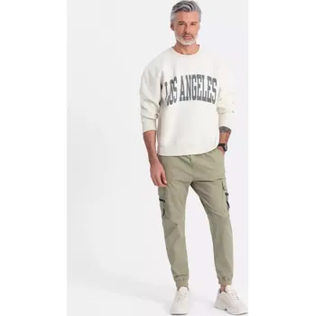 Pánské kalhoty Pánské kalhoty OMBRE OM-PAJO-0125 KHAKI M