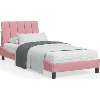 Postel zahrada-XL Postel s matrací Hanko růžová 90 x 200 cm samet 3208579