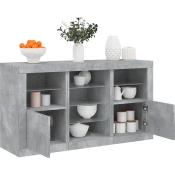 Příborník do zásuvky zahrada-XL Příborník s LED osvětlením betonově šedý 123 x 37 x 67 cm 3209082