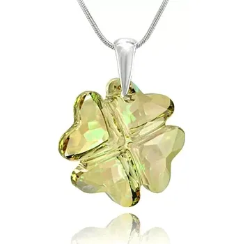 Náhrdelník Swarovski Elements Clover krystal 19mm - Stříbrný náhrdelník (přívěsek + řetízek) zelený čtyřlístek 32085.1 Luminous Green (zelená velmi světlá, žluto zelená)