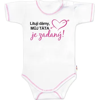 Kojenecký body Body krátký rukáv s vtipným textem Baby Nellys, Lituji dámy, můj táta je zadaný, holka Velikost: 86 (12-18m)