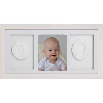 Dětsný nábytek Tiny Memories Sada na otisky nožiček či ručiček, trojrámek - dárková sada pro miminko - bílá