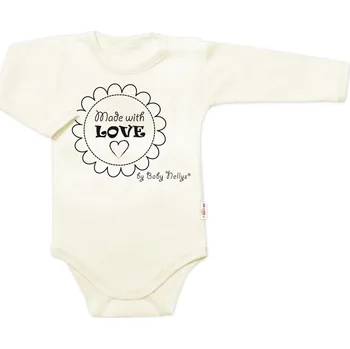 Kojenecký body Baby Nellys Body dlouhý rukáv Made with love, Baby Nellys, ecru Velikost: 74 (6-9m)
