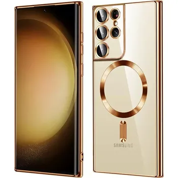 Pouzdro na mobilní telefon Kryt Samsung Galaxy S21 Ultra 5G Techsuit Luxury Crystal MagSafe - zlatý