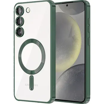Pouzdro na mobilní telefon Kryt Samsung Galaxy S21 5G Techsuit Luxury Crystal MagSafe - tmavě zelený