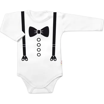 Kojenecký body Baby Nellys Body dlouhý rukáv, Elegán - bílé Velikost: 56 (1-2m)