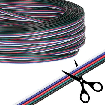 LED páska McLED ML-733.062.37.0 5-žilový plochý PVC kabel AWG 22/0,34 mm², (1,6-8mm), černá/zelená/červená/modrá/bíl