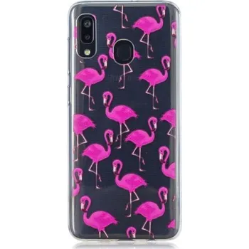 Pouzdro na mobilní telefon Pattern gelový obal na mobil Samsung Galaxy A20 / A30 - plameňáci