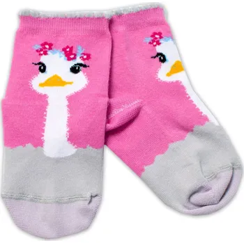 Baby Nellys Bavlněné ponožky Pštros - tmavě růžové Velikost: 92/98 (18-36m)