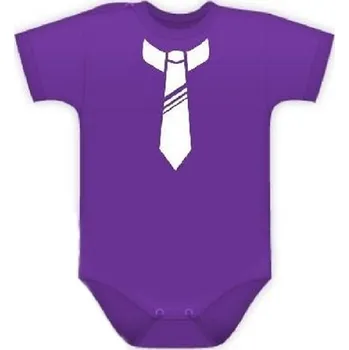 Kojenecký body DEJNA Body kr. rukávek s potiskem kravaty - fialové Velikost: 74 (6-9m)