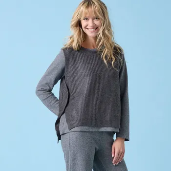 Vesta s knoflíky na bocích, pro menší postavu antracitový melír 34/36