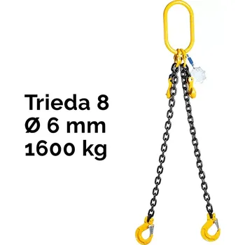řetězový zvedák Dvoupramenný řetězový vazák, oko-2 hák, zkracovač, Nosnost 1600/1120 kg, G8-6, Certifikát, ČŽ1600 / 1120 kg 4,5 m Černá