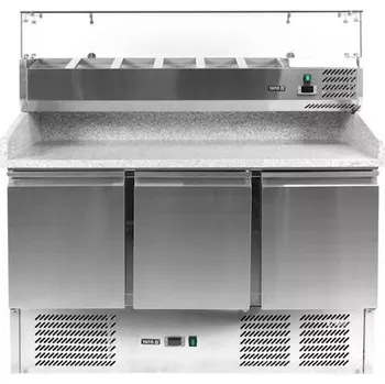 Pec na pizzu Chladicí stůl 3-dveřový na pizzu se skleněným nástavcem