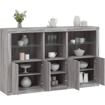 Příborník do zásuvky zahrada-XL Příborník s LED osvětlením šedý sonoma 162 x 37 x 100 cm 3209147